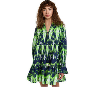 FIGUE Bella Ikat-Print Tiered Mini Dress Size XS NWT